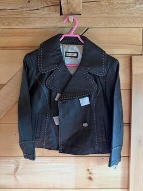 Wilsons Leather Dark Brown Double-Breasted Women's Leather Jacket